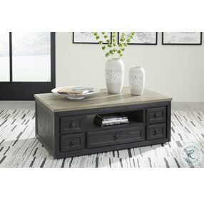 Foyland Black and Brown Lift Top Occasional Table Set