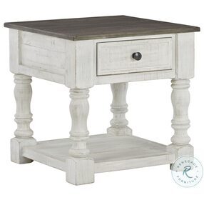 Havalance White And Grey Square End Table
