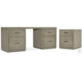 Linville Falls Soft Smoked Gray 72" Home Office Set with Two File Cabinet