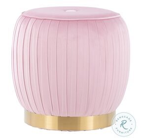 Tania Pink Velvet And Gold Steel Ottoman