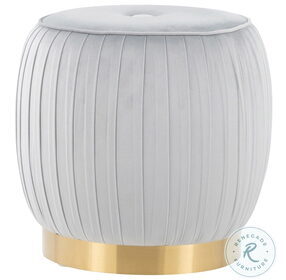Tania Silver Velvet And Gold Steel Ottoman