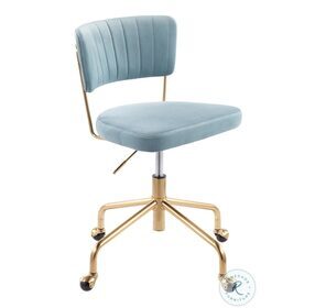 Tania Gold Metal And Light Blue Velvet Swivel Task Chair