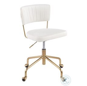 Tania Gold Metal And Cream Velvet Swivel Task Chair
