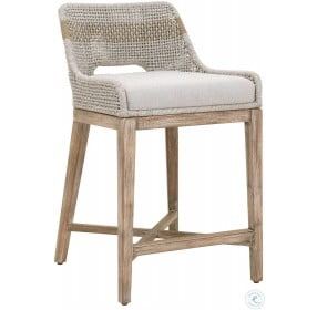 Tapestry Performance Pumice And Taupe White Flat Rope Counter Height Stool
