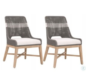 Woven Natural Gray Tapestry Dining Chair Set Of 2