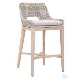 Woven Gray Tapestry Outdoor Bar Stool