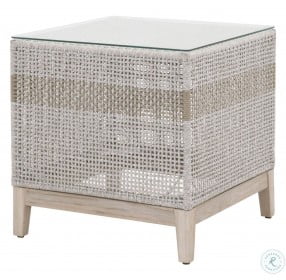Woven Gray And Clear Tapestry Outdoor End Table