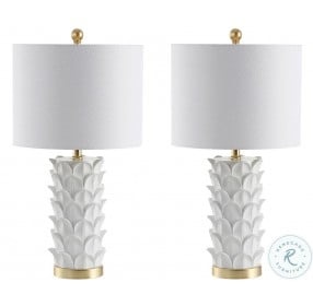 Nico White and Gold Leaf Table Lamp Set of 2
