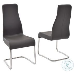 Florence Dark Gray Leather Dining Chair Set Of 2