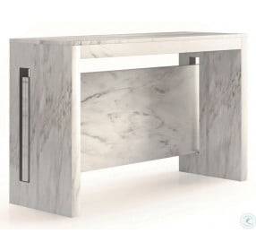 Erika White Marbled Grain Melamine Extendable Console Dining Table