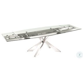 Icon Clear And High Polished Stainless Steel Extendable Dining Table