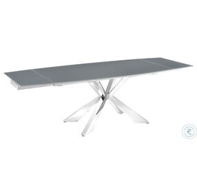 Icon Gray And High Polished Stainless Steel Extendable Dining Table