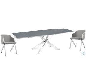 Icon Gray and High Polished Stainless Steel Extendable Dining Room Set