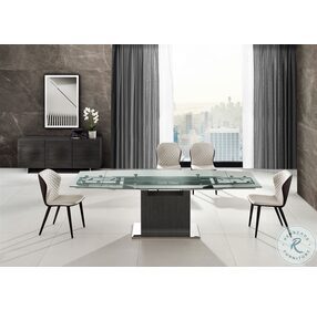Olivia Clear And Dark Grey Oak Extendable Dining Room Set