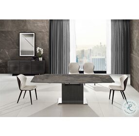 Olivia Brown And Dark Grey Oak Extendable Dining Room Set