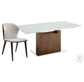Olivia White and Walnut Extendable Dining Room Set