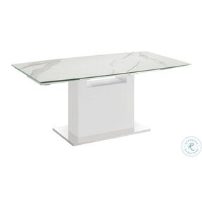 Olivia White Marbled Porcelain Top Extendable Dining Table