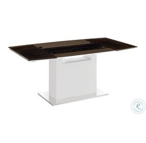 Olivia Smoked Brown Glass And White Extendable Dining Table