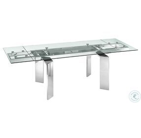Astor Clear And High Polished Stainless Extendable Dining Table