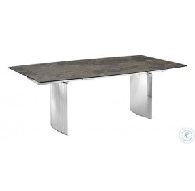 Allegra Brown And High Polished Stainless Steel Extendable Dining Table
