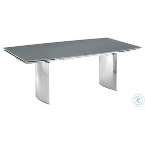 Allegra Grey And High Polished Stainless Steel Extendable Dining Table