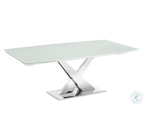 X Base White And High Polished Stainless Steel Extendable Dining Table