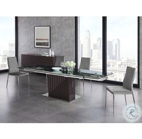 Moon Clear And Dark Grey Oak Extendable Dining Room Set
