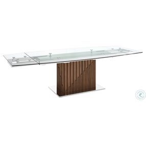 Moon Clear And Walnut Extendable Dining Table