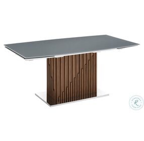 Moon Grey And High Polished Stainless Steel Extendable Dining Table