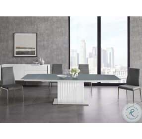 Moon Grey And White Extendable Dining Room Set