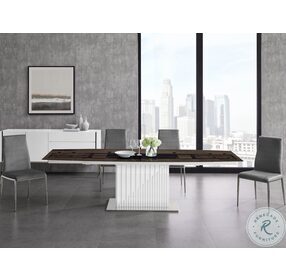 Moon Brown And White Extendable Dining Room Set