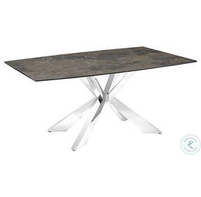 Icon Brown Marbled And High Polished Stainless Steel Dining Table