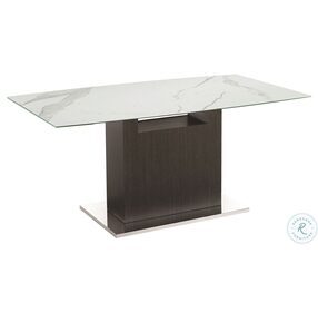Olivia White Marbled And Dark Grey Oak Dining Table
