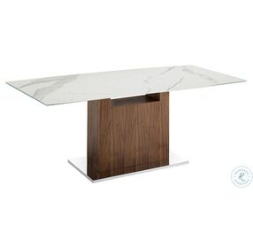 Olivia White Marbled And Walnut Dining Table