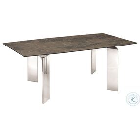 Astor Brown Marbled And High Polished Stainless Steel Dining Table