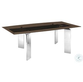 Astor Smoked Clear Brown And High Polished Stainless Steel Dining Table