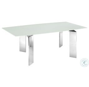 Astor White And High Polished Stainless Steel Dining Table