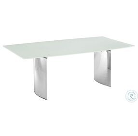 Allegra White And High Polished Stainless Steel Dining Table