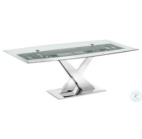 X Base Clear And High Polished Stainless Steel Dining Table