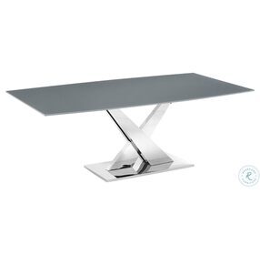 X Base Grey And High Polished Stainless Steel Dining Table