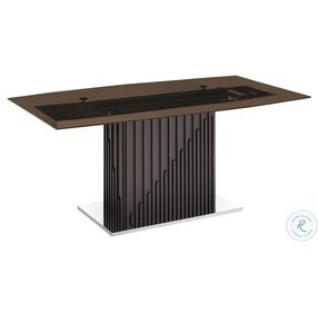 Moon Smoked Clear Brown And Dark Grey Oak Dining Table