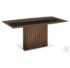 Moon Smoked Clear Brown And Walnut Dining Table