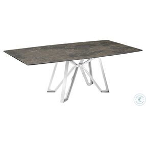 Dcota Brown Marbled And Brushed Stainless Steel Dining Table