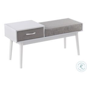 Telephone Grey Fabric And White Wood Bench