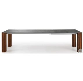 Thin Gray And Walnut Extendable Dining Table