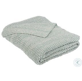 Liliana Knit Dull Blue and Natural Throw