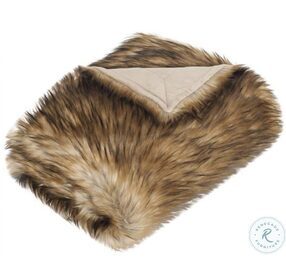 Faux Racoon Warm Brown Throw