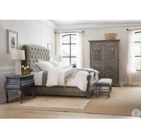 Woodlands Gray Upholstered Sleigh Bedroom Set
