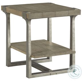 Timber Forge Rubbed Light Brown And Aged Natural Silver Rectangular End Table