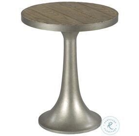 Timber Forge Rubbed Light Brown And Aged Natural Silver Round Chairside Table